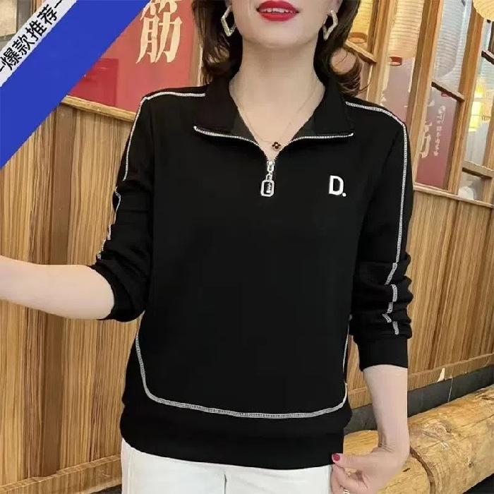 

Осенний новый свободный свитер-поло с длинными рукавами, женская одежда для среднего и пожилого возраста, большой размер, скрывающий живот и стройнящий пуловер 4XL