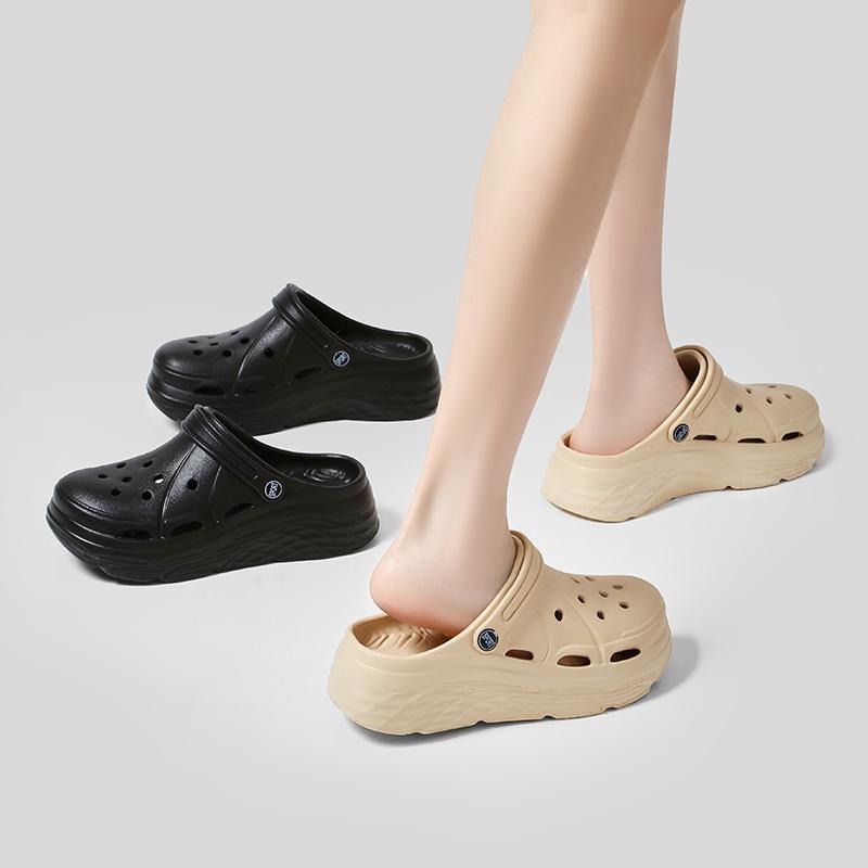 Sommer Plateau Sandalen Damen Geschlossene Zehen Keilsandalen Frau Dicke Sohle Rutschfest Gartenschuhe Weiche Sohle Sandalen Pantoletten