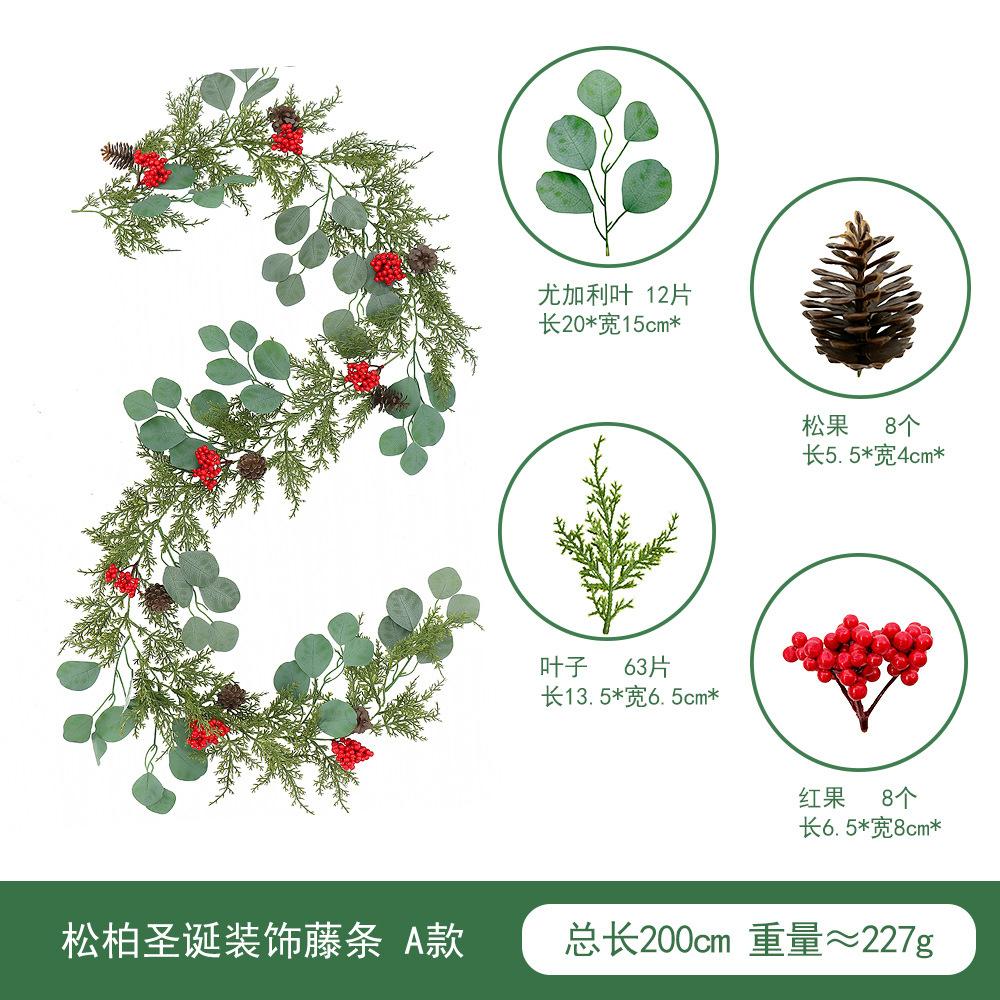 Atmosféra Rozvržení Dekorativní Ratan Simulace Zelená Rostlina Borové Jehličí Vánoční Ozdoba Věnec Interiérová Dekorace Simulace Ratan