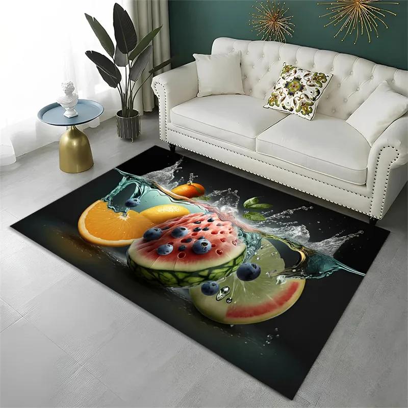 Cute Fruit Carpet Cartoon Fruits Area Rug for Children Girl Bedroom Bathroom Decor Kitchen Doormat Non-slip Floor Mat Throw Rugs