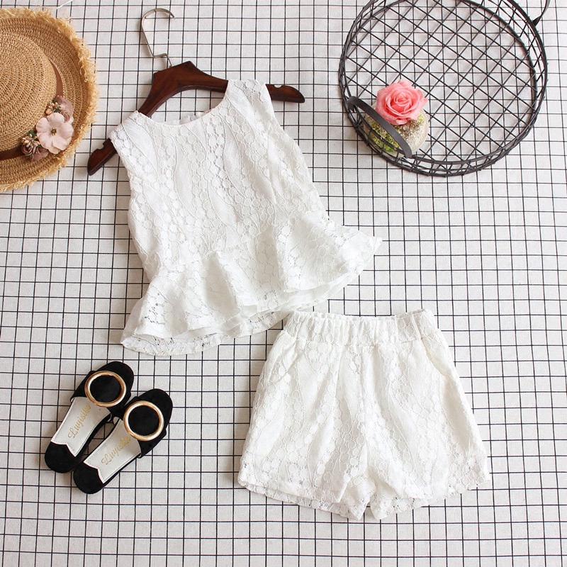 Very Fish 2022 Summer Lace Crochet Girls' Vest and Shorts Set