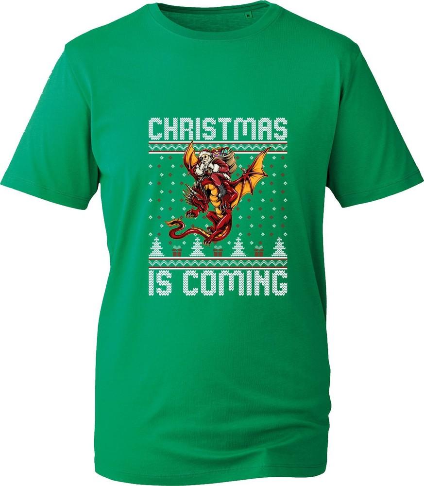 Christmas Is Coming Tshirt Santa Claus On A Flying Dragon Ugly Xmas Gift Top S