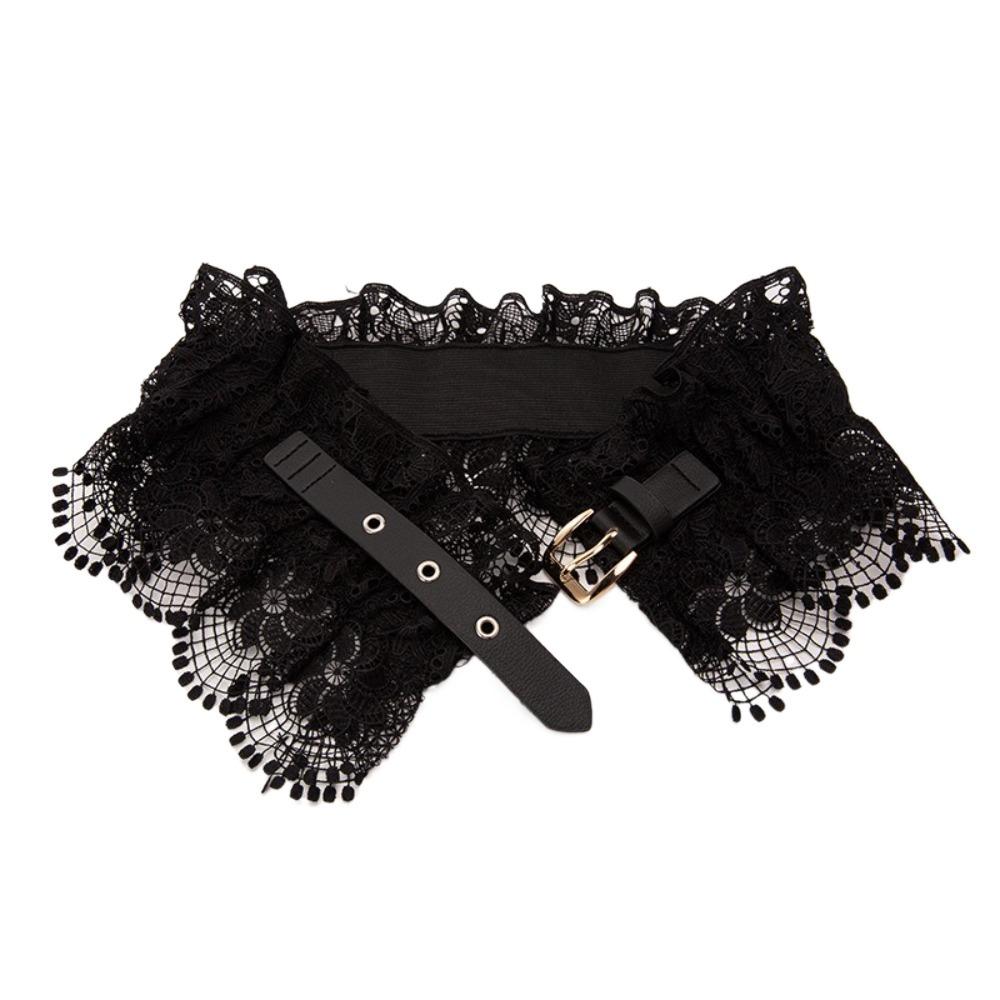Solid Color Lace Cummerbunds Elastic Wide Waistband Vintage Corset Belt  Dress