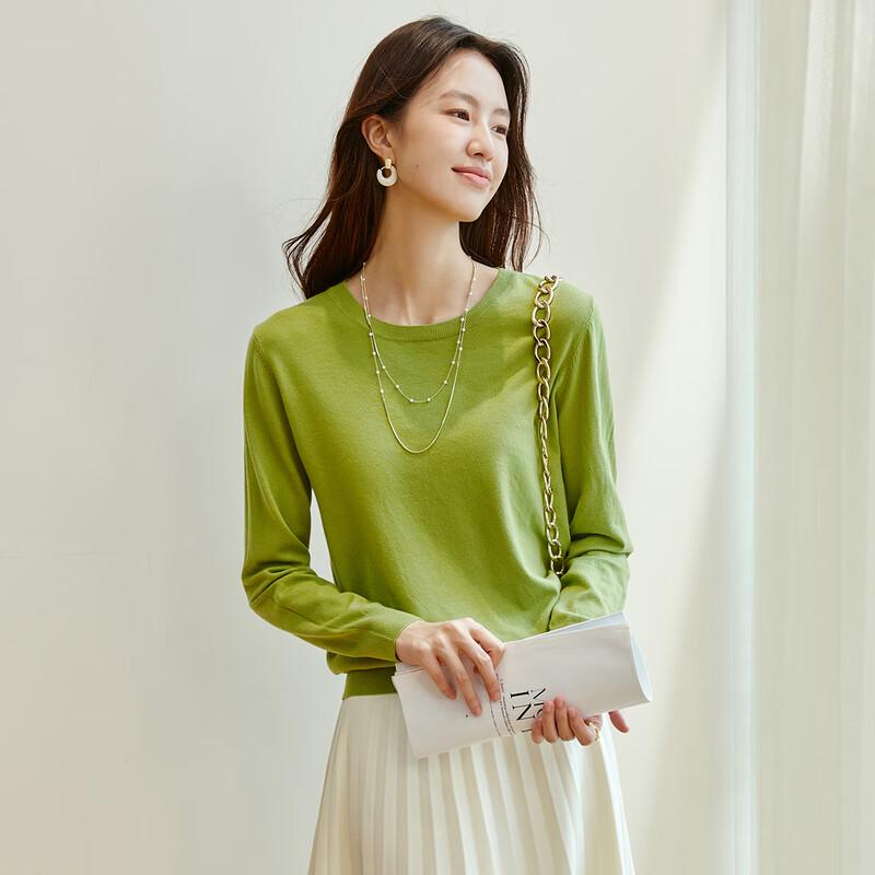 Carbammi Women s Round Neck Long Sleeve Short Knit Pullover Top M