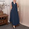 ZANZEA Women Sleeveless Vest Tops and Long Skirts Summer Two Piece Suit Sets
