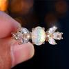 Trendy Crystal White Opal Zircon Stone Vintage Gold Color Wedding Bands Engagement Rings For Women Men Minimalist Jewelry