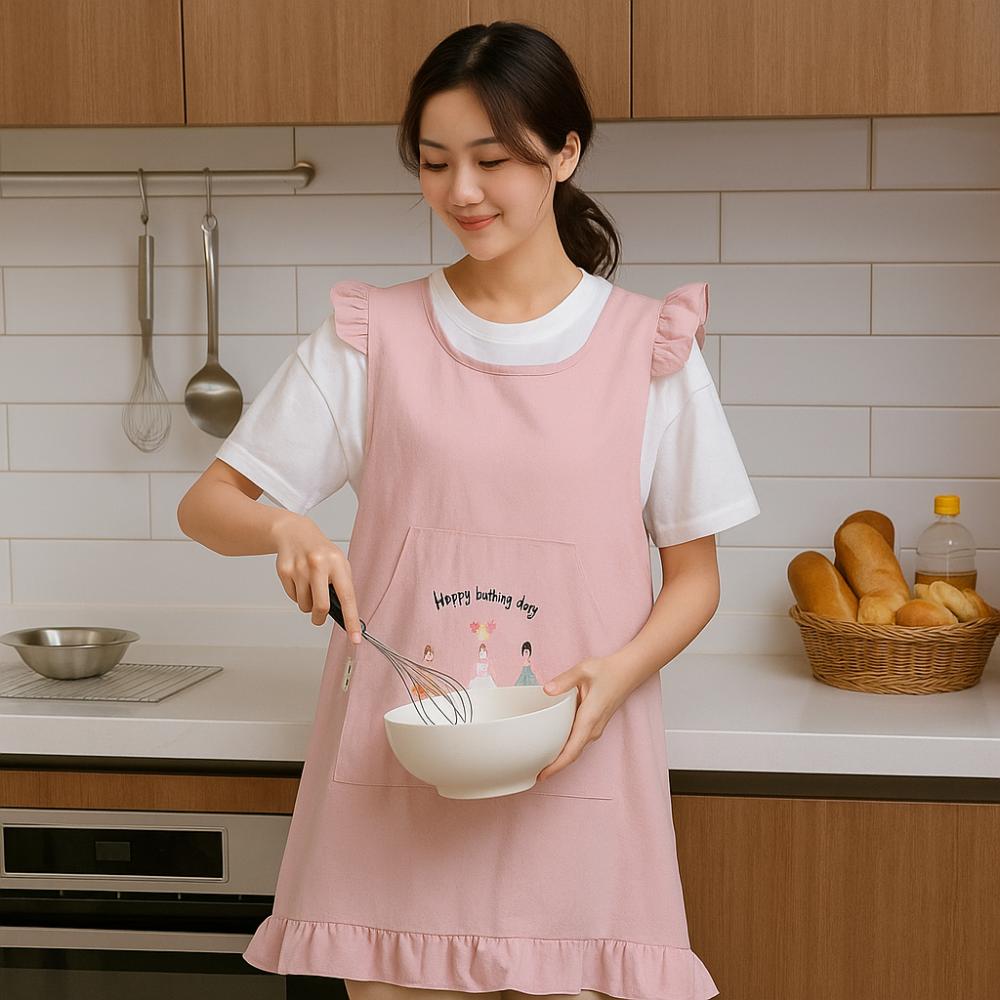 Breathable Waterproof Apron Soft Wide-Shoulder Apron Cartoon Kitchen Apron  Food Service