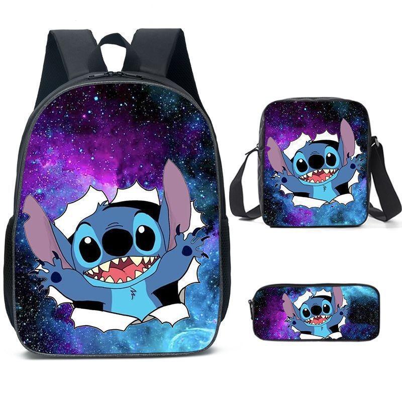 Stitch Backpack Cartoon Set With Lightweight Breathable For Students Elementary