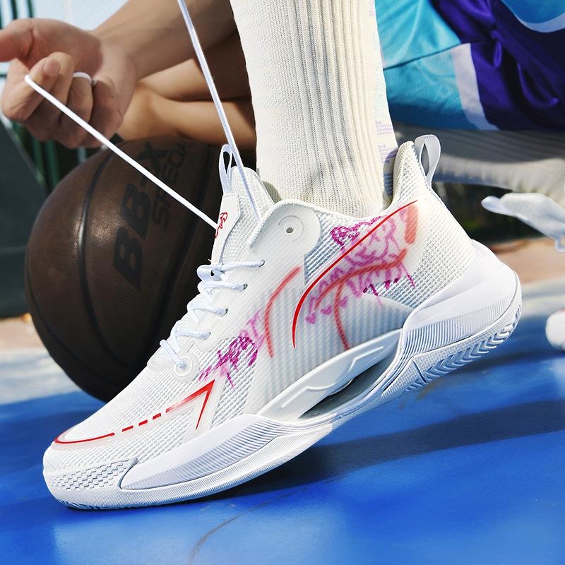 Luminous high-top basketball shoes men's actual combat cement boots teenagers junior high school students big children sports shoes