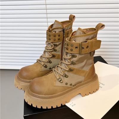 New Winter Thick Sole Women's Short Boots Fashionable Women's Elegant Lace Up Ankle Boots Outdoor Comfortable Zapatos