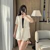 Women's Short Sleeve Suit Jacket & Shorts Set