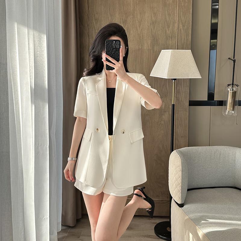 Women's Short Sleeve Suit Jacket & Shorts Set