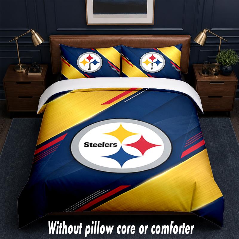 Pittsburgh Steelers Design Bed Bedding Set 1 Duvet Cover + 2 Pillowcases Soft Breathable Household Bed Linens