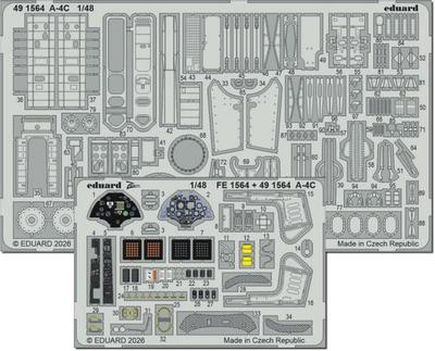 eduard Skyhawk Etching Parts Hobby Plastic Model Kit Parts EDU491564 1/48 A-4C (for Boss) (Airplane)
