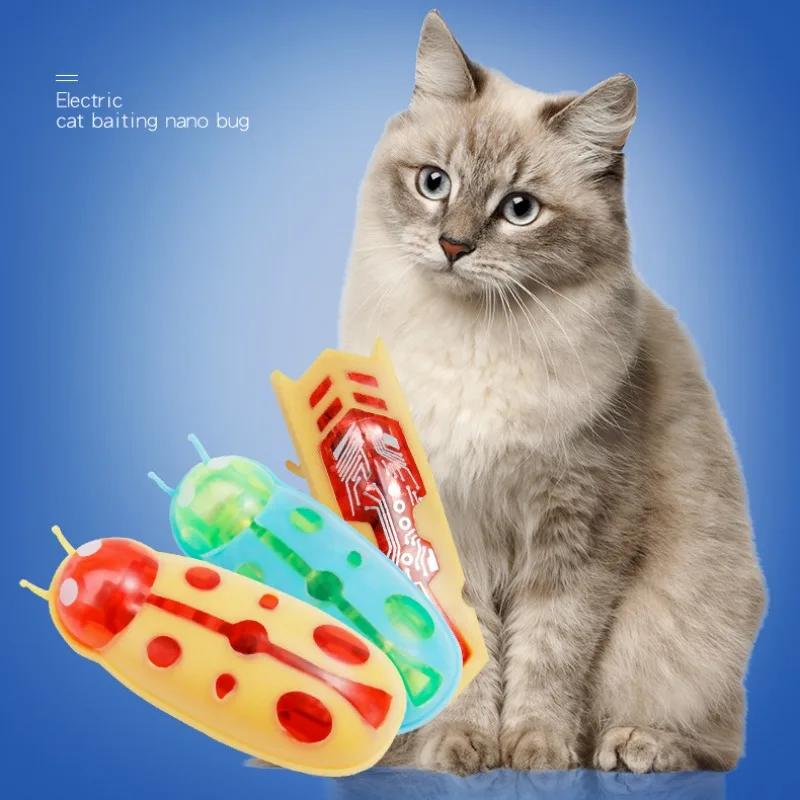 Haustier Katze Spielzeug Interaktiv Mini Elektrisch Leuchtender Käfer Spielzeug Katzen Flucht Hindernis Automatisches Umklappspielzeug Batteriebetrieben Vibration Käfer Dekoration