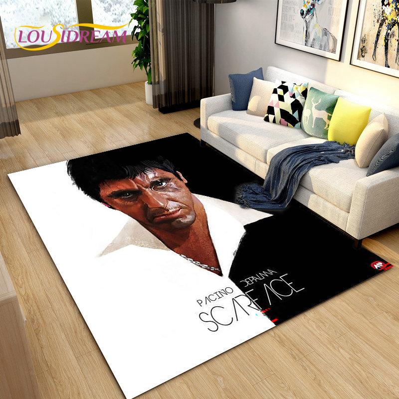 Film Scarface 3D tisk koberec velký, koberec do obývacího pokoje, ložnice, pohovky, rohožky, dekorace, dětské hrací protiskluzové rohožky