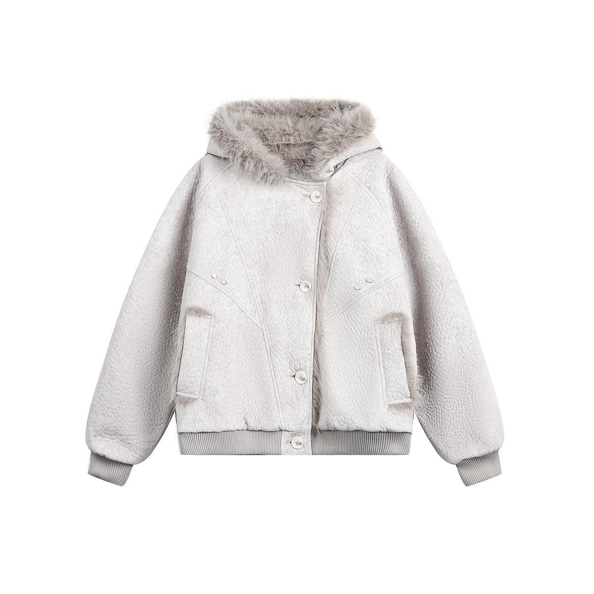

ACE High-End Men s Retro Snow Leopard Fur Collar Cotton Jacket, Loose Casual Winter Workwear Coat L абрикосовий