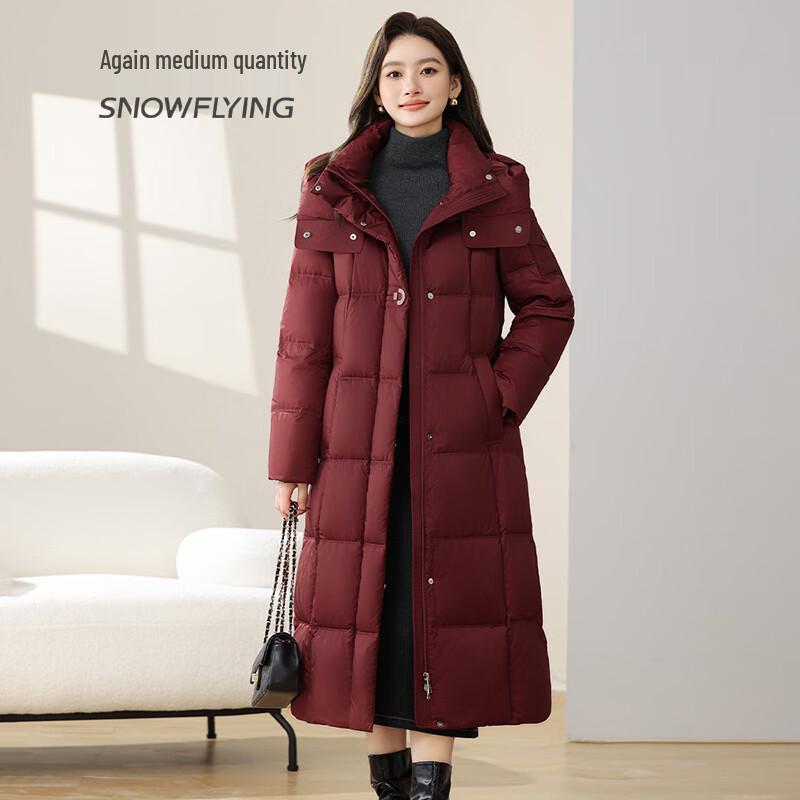 SNOWFLYING Women s Hooded Long Goose Down Puffer Coat X40145638F 3XL
