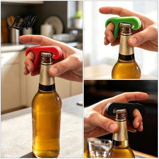 Stilvoller Getränkeöffner 3D-gedruckter Flaschenöffner Kompakt Tragbar Bier Einhand-Limonadendeckelentferner Einfach für Partys Ergonomischer Glasdeckelöffner