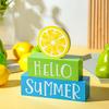Hello Sign Lemon Sign Rustic Colorful Tiered Tray Board Freestanding Holiday Ornament For Home Tabletop Centerpiece Mantel Desk