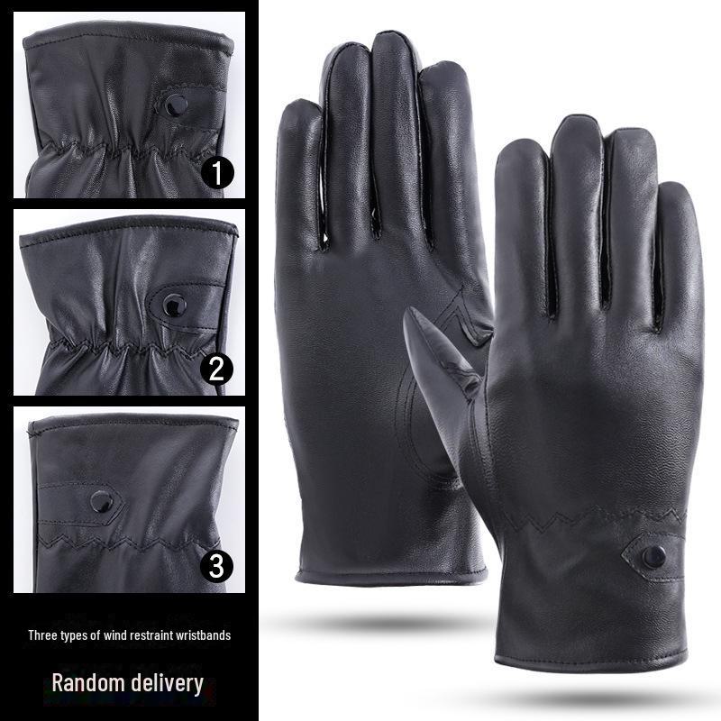 Gants d'hiver pour homme en cuir PU avec écran tactile: Cyclisme Épais, Chaud, Décontracté, Résistant au Froid