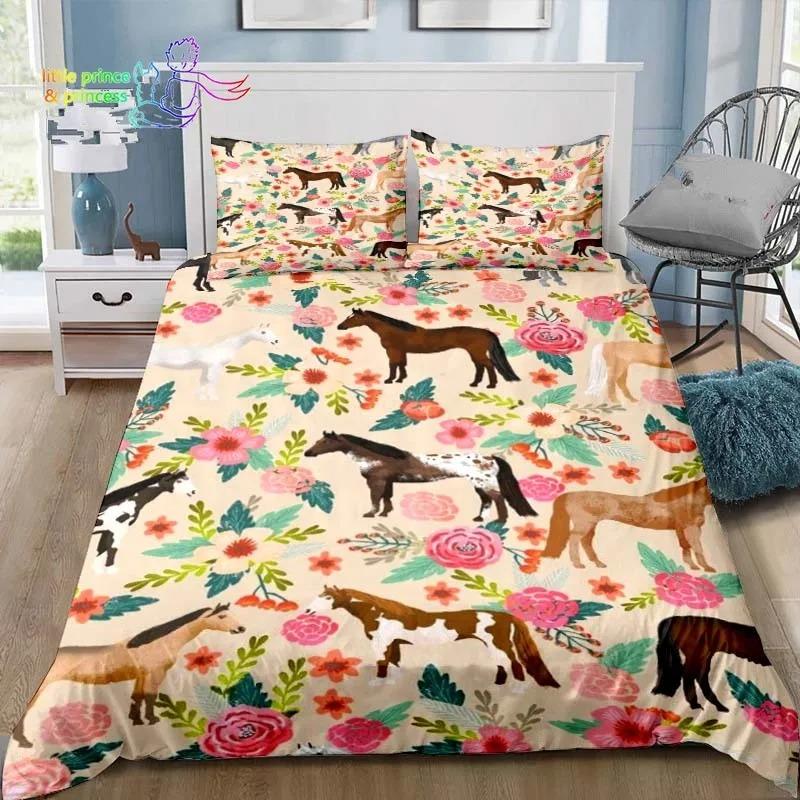 Cowboy Horse Pattern Comfortable Duvet Quilt Cover Pillowcase Bedding Set Children Bedroom Decoration Home Textile