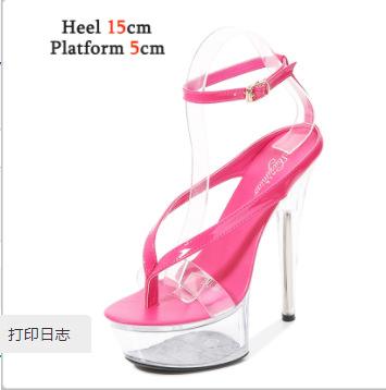 Heels Clear Shoes Woman Walking Show Stripper Platforms 15cm High Heels Sandals Women Sexy Fish Toe Wedding Shoes Flip Flops