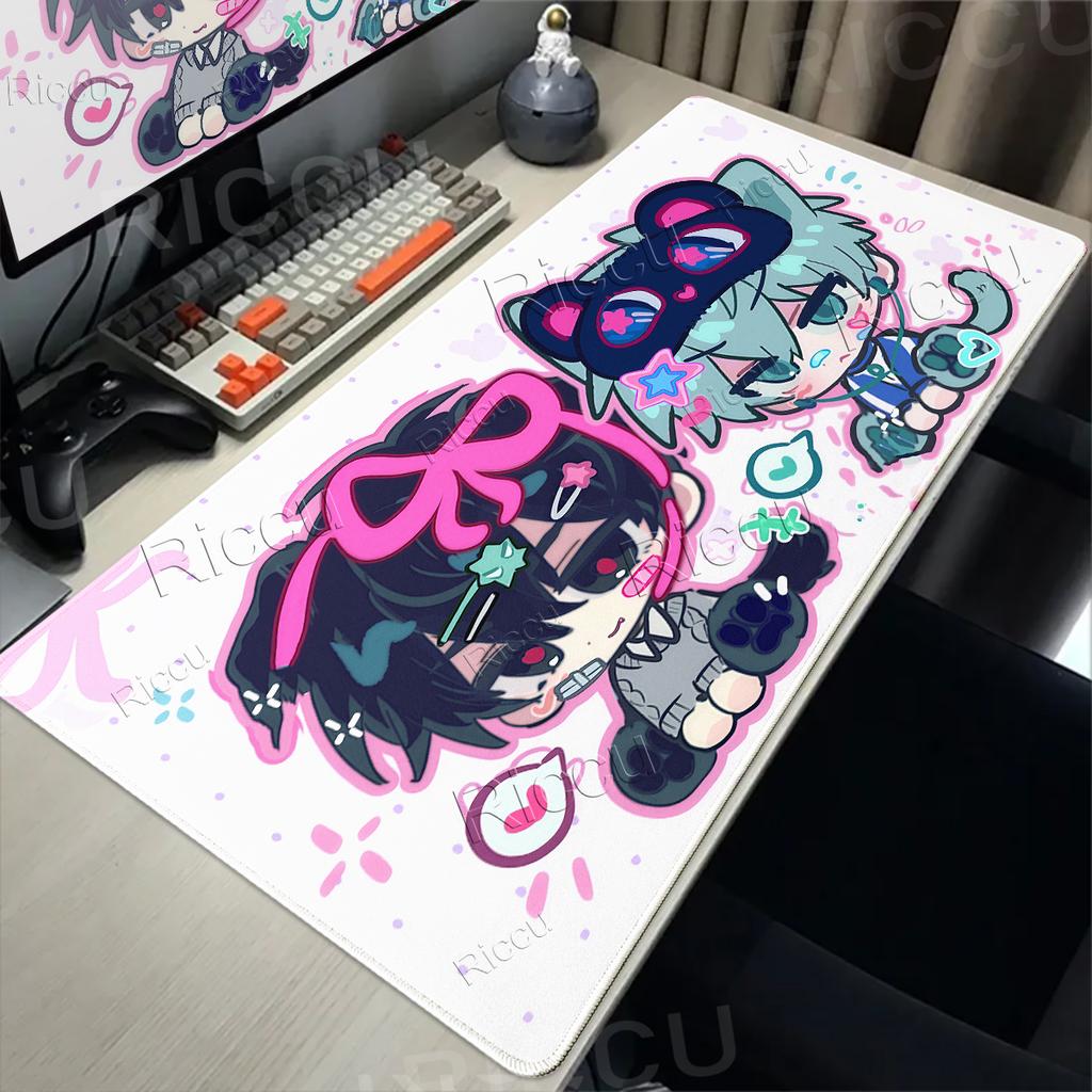 Comic Couple Cute Anime A-alien Stage Pattern Mouse Pads Anti-slip Locking Edge Thickened Desktop Mats Large Comfort Gaming Rugs