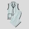 INCERUN 2PCS Men Sets Sleeveless Waistcoat and Long Straight Stitching Pants Outfits