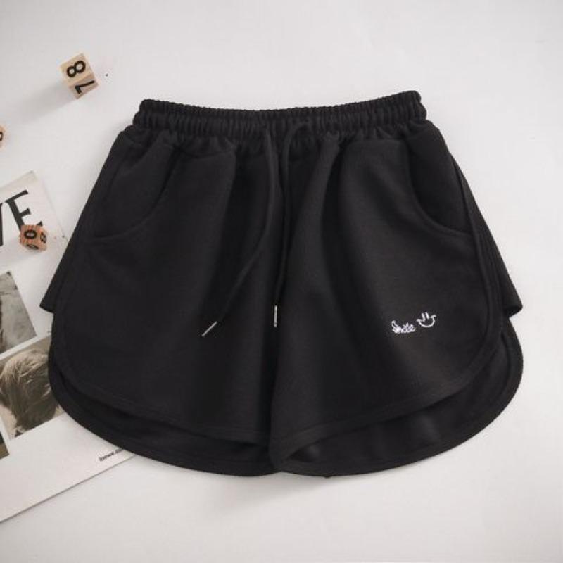 Waffle Sports Shorts for Women Wearing Summer Korean Style Elastic Waist Loose Slimming A-line Wide-leg Pants Home Pants