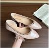 Fashion Female Gold Rivets Adult  Matte Shiny Summer Beach Shoes Women's Fashion On Flats White Black