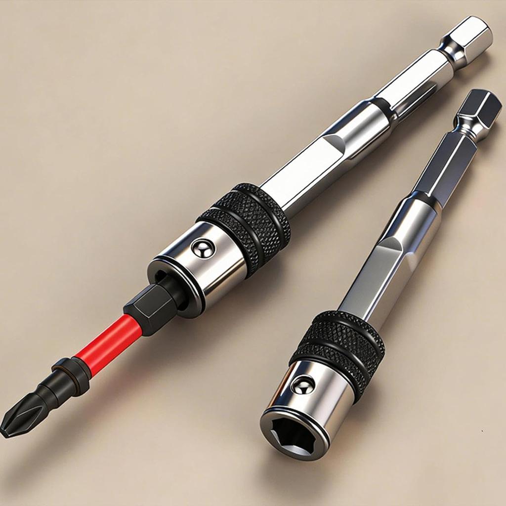 1/4 Hex Magnetic Quick Change Screwdriver Bit Adapter with Extension Rod and Self Locking Holder for Electric Drill