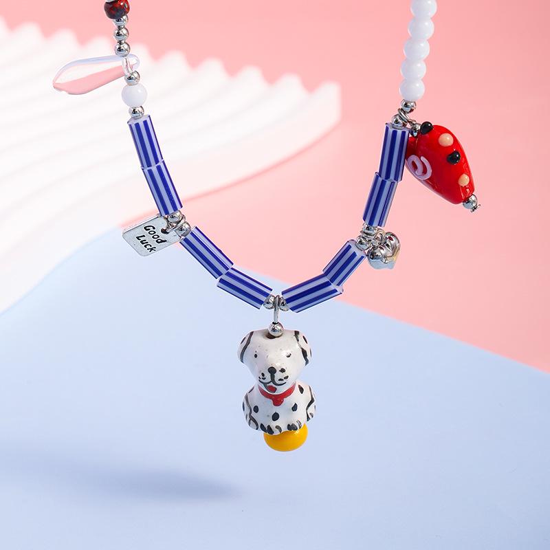 Korean Style Fashion Ceramic Animal Necklace: Cute, Versatile, Light Luxury Clavicle Chain for Women