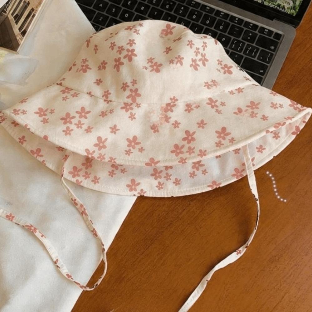 Polyester Panama Hat Double Sided Sun Hat New Style Floral Print Bucket Hat Sun Protection бежевый