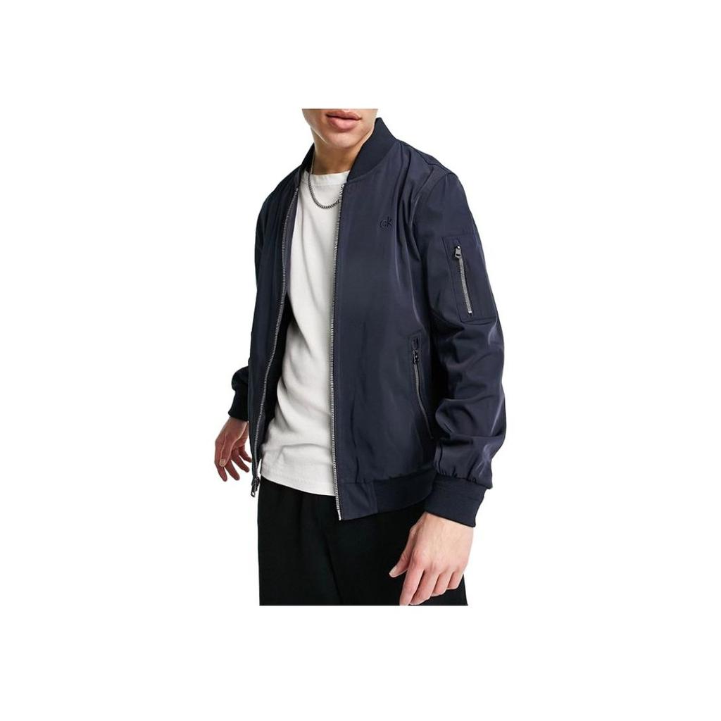 Calvin Klein Solid Color Zip Jacket Men Jackets Blue CM107904-TRUE-NAVY