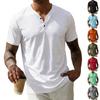 Men Henley Short Sleeve T Shirt Casual Button Down Lightweight Top Soft Fabric Fit Tee Crewneck Design