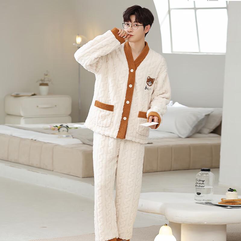

Couple s Winter Plush Flannel Jacquard Pajama Set L