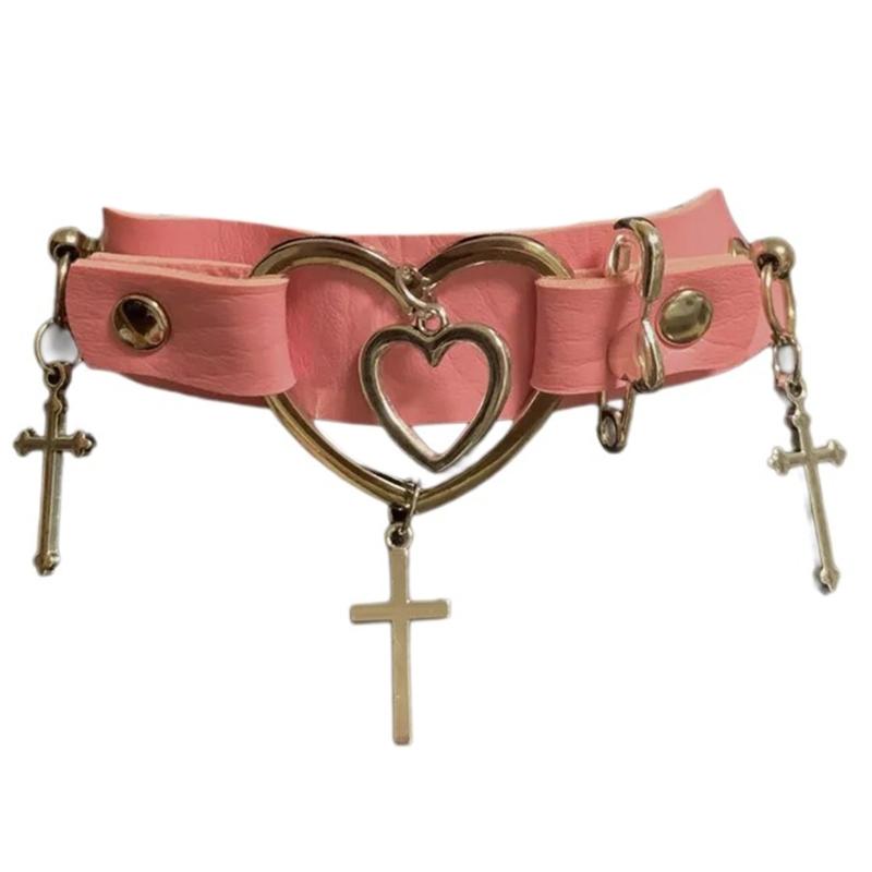 Heart Choker Gothic Cross Choker Necklace Leather Choker Necklace Women Halloween Jewelry