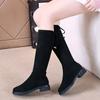 Fashion Large Size Warm Ladies Knee High Shaft Shoes Elegant With Low Heels Elastic Women's Long Boots Demi-season Winter 2024 Novelty