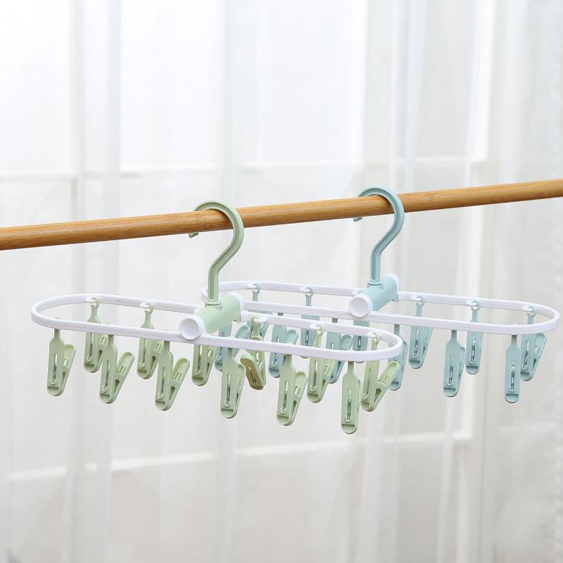 2024 New Collapsible Clothes Drying Rack Travel Shirt Socks Hangers with Clips Foldable Pants Clothes Hangers Closet Organizer