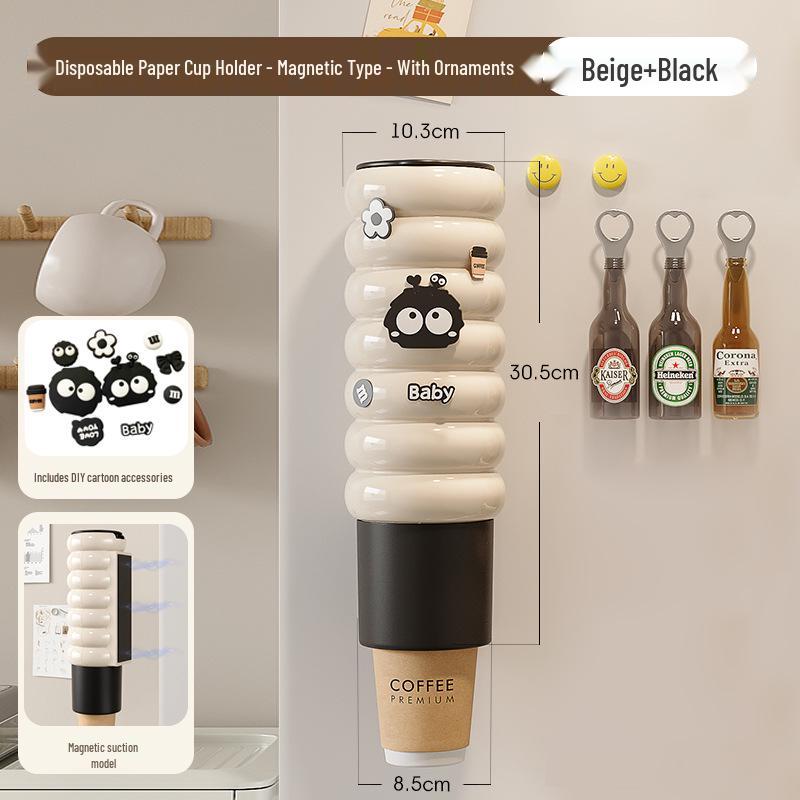 Wall-Mounted Magnetic Paper Cup Holder for Kitchen or Water Dispenser