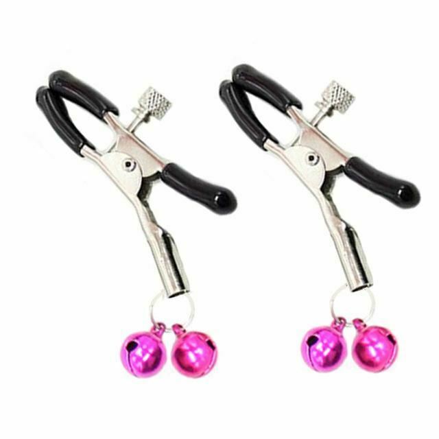 Pink Double Bells Nipple Clamps  Restraints  Kink Fetish Nipple & Clitoral Toys