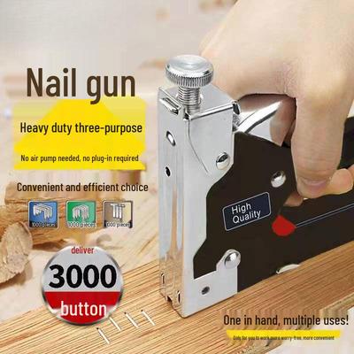 Three-Way Manual Staple Gun for Woodworking & Furniture