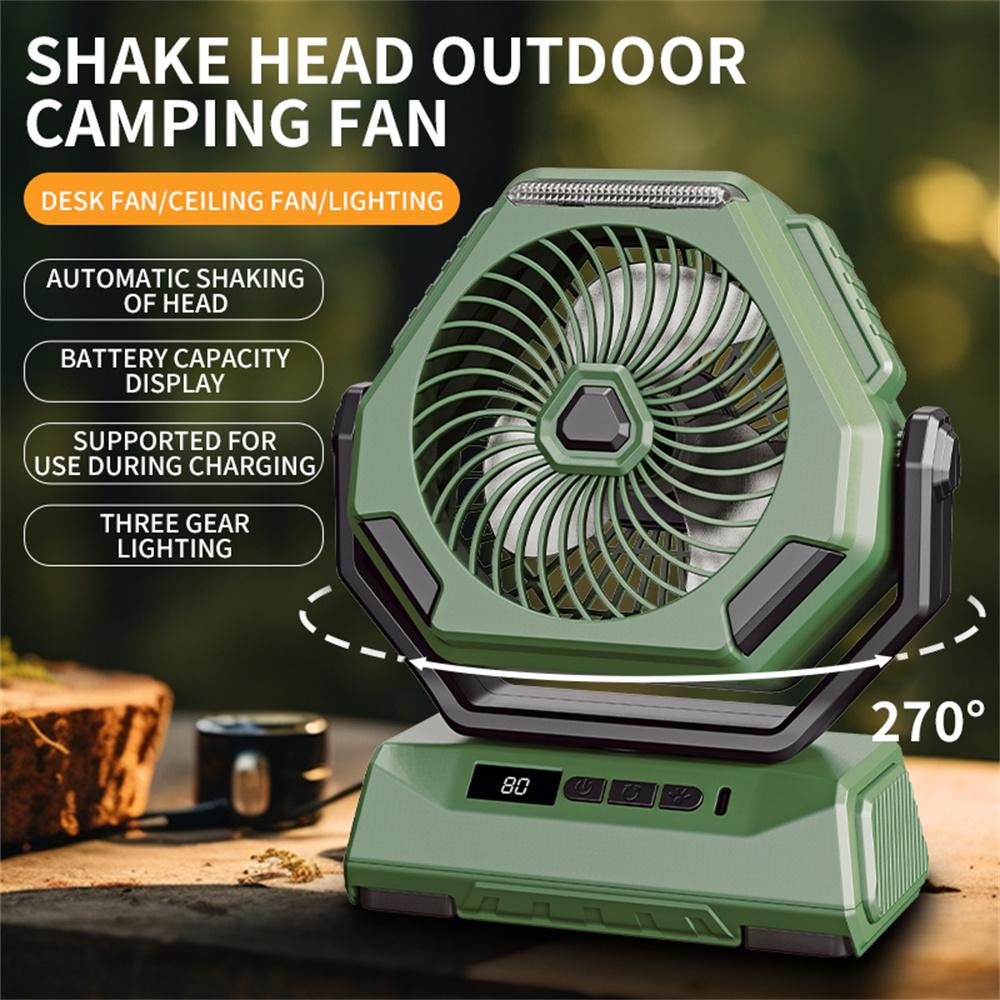 

2024 New Camping Fan Rechargeable Outdoor Fan Ceiling Oscillating Fan Portable Air Conditioner Air Cooler with Lighting 6000mAh
