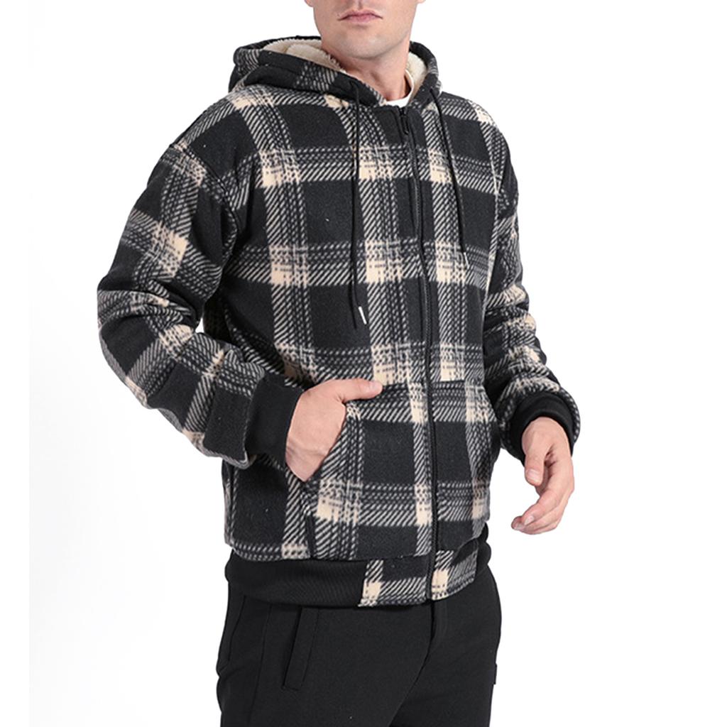 Men's Cardigan Hooded Skirt Fleece-Lined Casual Sports Sweatshirt
