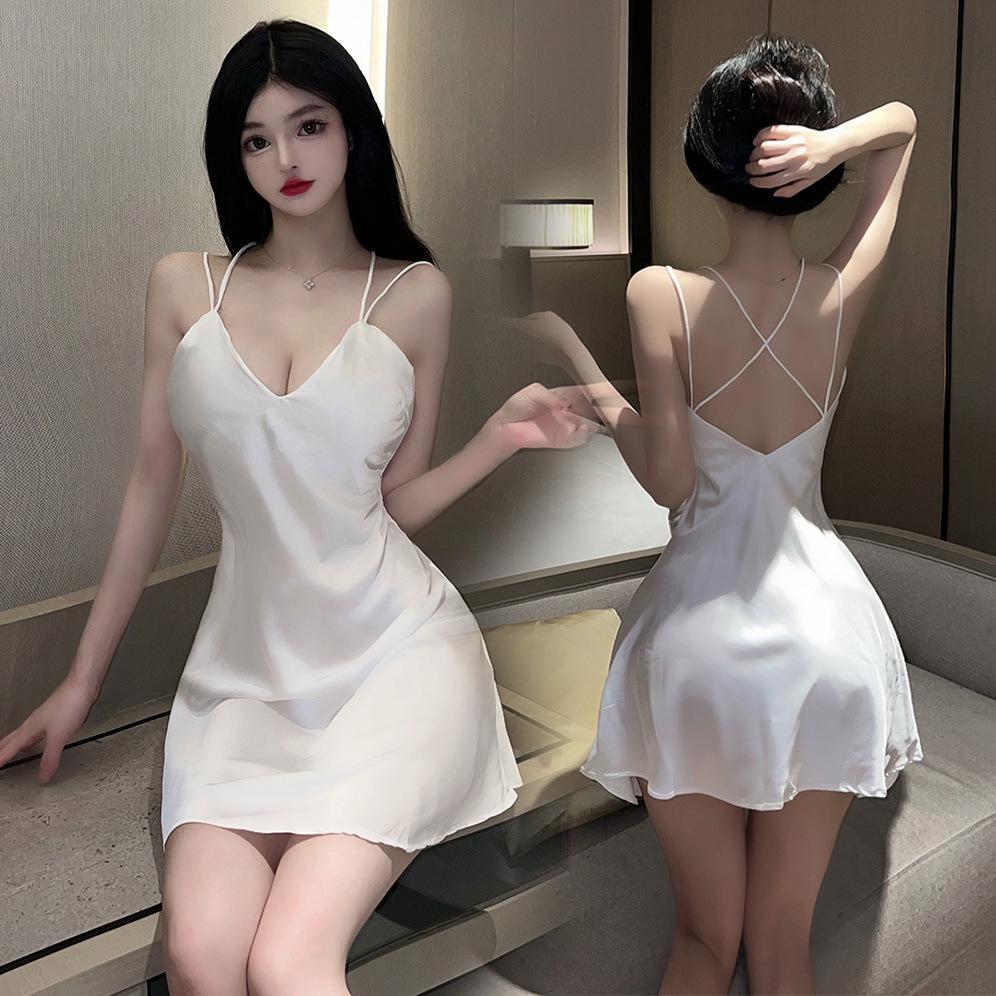 

Sexy underwear ice silk pure fattened women s free sexy side split silk nightdress one size fits all within 80-130