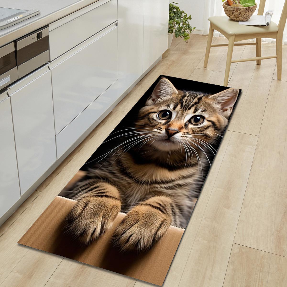 

1 шт., милый напольный коврик с рисунком кошки, современный кухонный полиэстеровый ковер, нескользящий, цветной, для дома, ванной комнаты, спальни, гостиной, декора 40*60cm