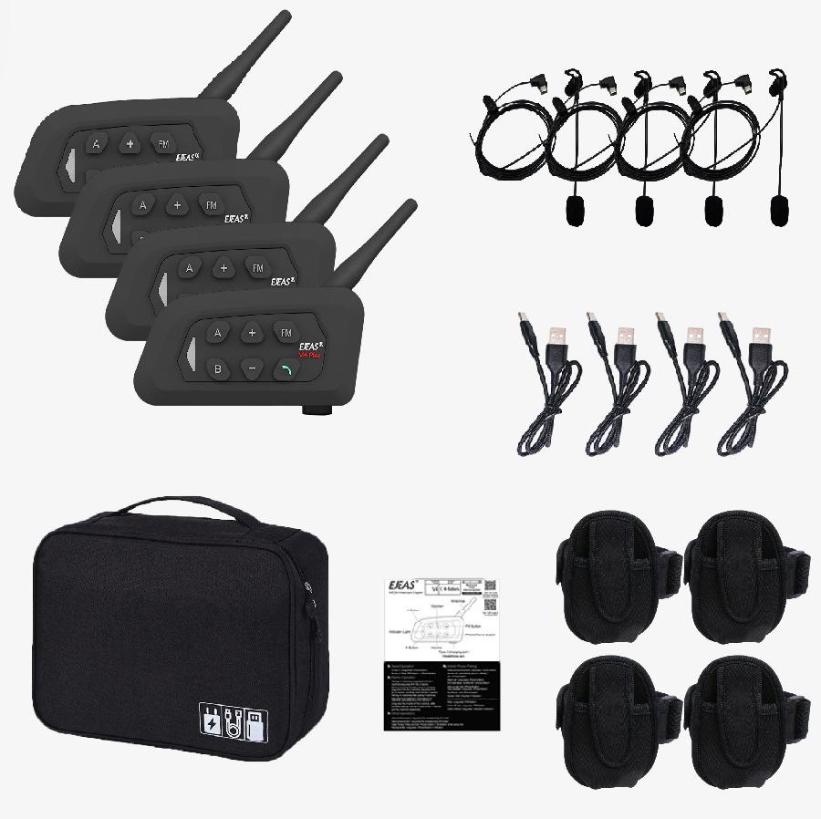Xinowy V4c PRO Football Referee 4-Person Walkie-Talkie Set: In-Ear Left Ear, 3 Units + Bag