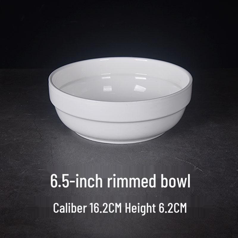 Premium White Ceramic Noodle & Soup Bowl - Stackable, with Rim Protection