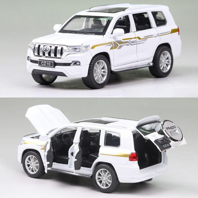 1/32 Scale Prado SUV Diecast Car Model Toy, Pull Back Toy Vehicle with Sound and Light for Kids Toddler Boys Girls Gift Collection
